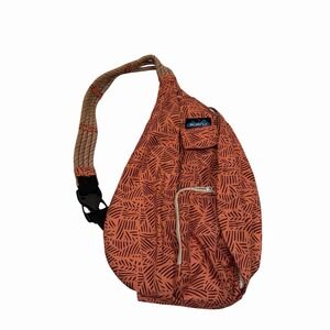 KAVU Rope Sling Bag Crossbody Backpack Leaf Pattern Mountain Hiking Sack